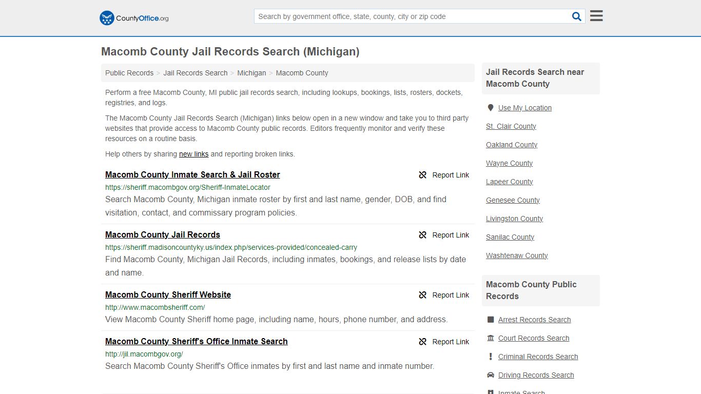 Macomb County Jail Records Search (Michigan) - County Office